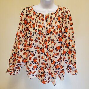 Elizabeth and James Boho Pintuck Bib Floral Pattern Blouse Multicolor - (XS)